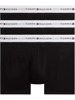 Lot de 3 boxers longs en coton noirs unis pourvus d'une taille élastiquée