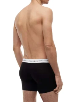 Lot de 3 boxers longs en coton noirs unis pourvus d'une taille élastiquée