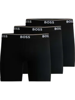 Lot de 3 boxers longs en coton noir unis avec le nom de la marque