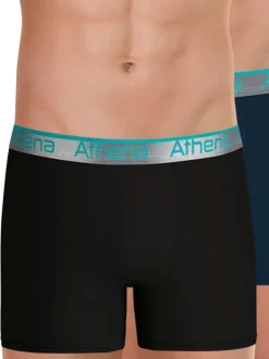 Lot de 2 boxers longs multicolores pourvus du logo de la marque