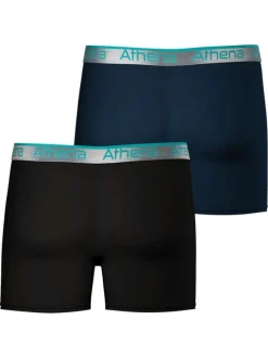 Lot de 2 boxers longs multicolores pourvus du logo de la marque