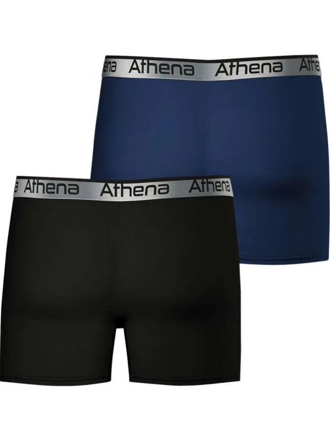Lot de 2 boxers longs multicolores pourvus du logo de la marque