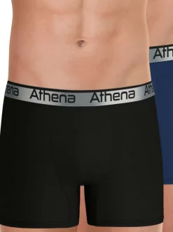 Lot de 2 boxers longs multicolores pourvus du logo de la marque
