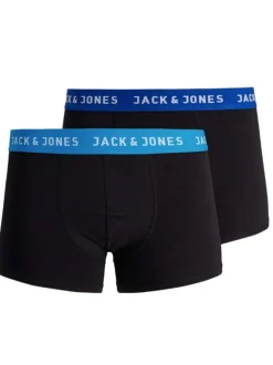Lot de 2 Boxers marine et noir en coton unis avec taille élastiquée bleue