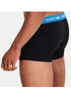 Lot de 2 Boxers marine et noir en coton unis avec taille élastiquée bleue