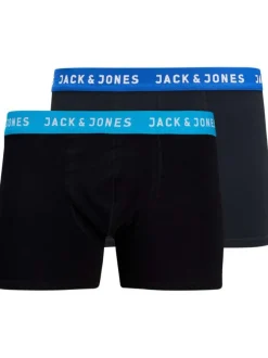 Lot de 2 Boxers marine et noir en coton unis avec taille élastiquée bleue