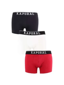 Lot de 3 Boxers multicolores en coton unis avec taille élastiquées noires et marque