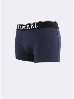 Lot de 3 Boxers multicolores en coton unis avec tailles élastiquées et marque