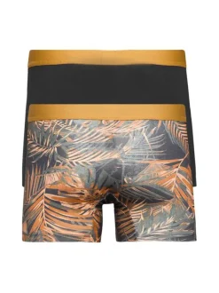 Lot de 2 boxers noir pour homme à motifs feuilles tropical en coton