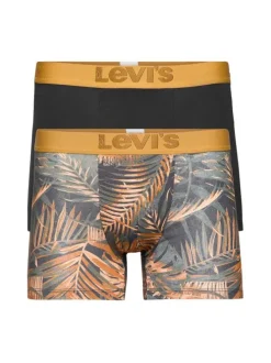 Lot de 2 boxers noir pour homme à motifs feuilles tropical en coton