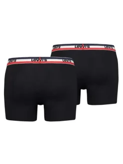 Lot de 2 boxers noirs à bande élastiquée bleue blanche rouge et brodée