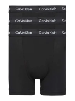 Lot de 3 boxers noirs en coton avec taille élastiquée noire