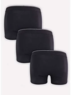 Lot de 3 Boxers noirs en coton unis avec ceinture élastiquée noire