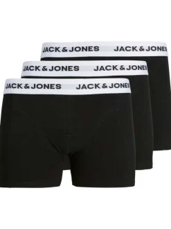Lot de 3 boxers noirs unis avec bande élastiquée blanche et branding noir
