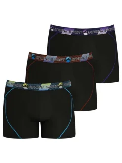 Lot de 3 boxers noirs unis à coupe droite et taille élastiquée au nom de la marque