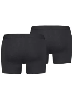 Lot de 2 boxers noirs unis et à bande élastiquée brodée à la taille