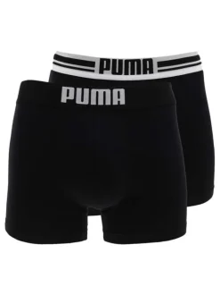 Lot de 2 boxers Puma Placed Logo en coton stretch noir