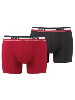 Lot de 2 boxers rouge et anthracite unis à bande élastiquée rayée
