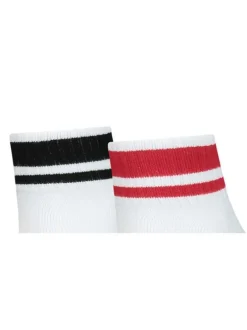 Lot de 2 chaussettes mi-hautes blanches fantaisies en coton mélangé