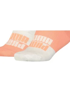 Lot de 2 chaussettes mi-hautes pêche et blanche fantaisies en coton mélangé