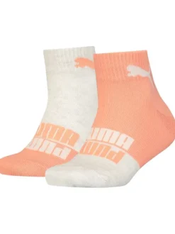 Lot de 2 chaussettes mi-hautes pêche et blanche fantaisies en coton mélangé