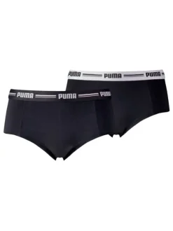 Lot de deux shorty noirs unis à bande élastiquée brodée à la taille