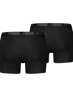 Lot de 2 en coton boxers de couleur noir unis avec nom de la marque sur l'élastique