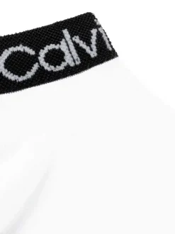 Lot de 2 paires de chaussettes basses blanches unies avec liserés et marque