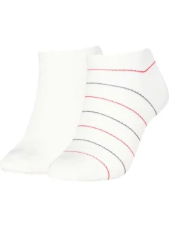 Lot de 2 paires de chaussettes basses blanches unies et à rayures