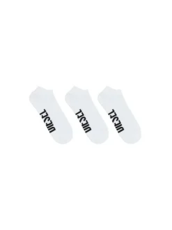 Lot de 3 paires de chaussettes basses blanc unies avec une coupe courte et des chevilles resserrées élastiquement