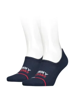 Lot de 2 paires de chaussettes basses en coton biologique marine unies avec logo à l'avant