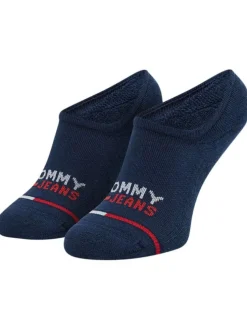 Lot de 2 paires de chaussettes basses en coton biologique marine unies avec logo à l'avant