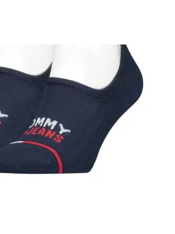 Lot de 2 paires de chaussettes basses en coton biologique marine unies avec logo à l'avant