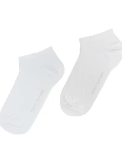Lot de 2 paires de chaussettes basses en coton blanches unies coupe courte