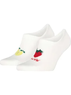 Lot de 2 paires de chaussettes basses en coton mélangé blanches ornées de fruits