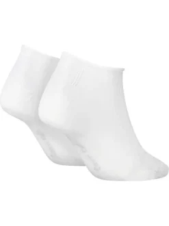 Lot de 2 paires de chaussettes basses en coton mélangé blanches unies