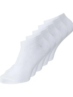 Lot de 5 paires de chaussettes basses en coton mélangé blanches unies avec une coupe courte