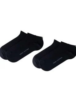 Lot de 2 paires de chaussettes basses en coton mélangé marine unies coupe courte