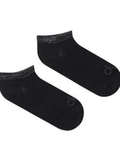 Lot de 2 paires de chaussettes basses noires unies avec col en lurex