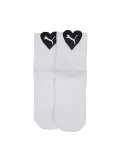 Lot de 2 paires de chaussettes coton mélangé blanches unies avec coeur arrière