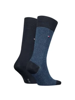 Lot de 2 paires de chaussettes en coton mélangé bleues unies coupe haute
