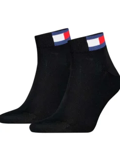 Lot de 2 paires de chaussettes en coton mélangé noires unies coupe courte