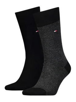 Lot de 2 paires de chaussettes en coton mélangé noires unies coupe haute