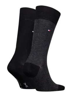 Lot de 2 paires de chaussettes en coton mélangé noires unies coupe haute