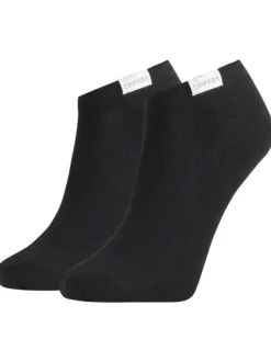Lot de 2 paires de chaussettes en coton noires unies coupe socquette