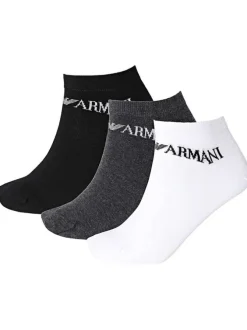 Lot de 3 paires de chaussettes grise, noire et blanche en coton mélangé unies