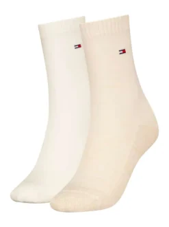 Lot de 2 paires de chaussettes hautes beige chiné avec coupe haute