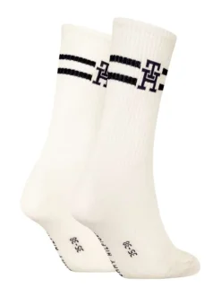 Lot de 2 paires de chaussettes hautes blanches avec monogramme