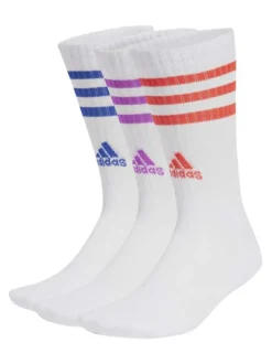 Lot de 3 paires de chaussettes hautes blanches avec rayures colorées