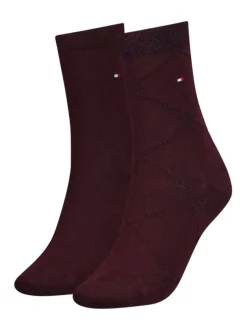 Lot de 2 paires de chaussettes hautes bordeaux unies avec une coupe haute